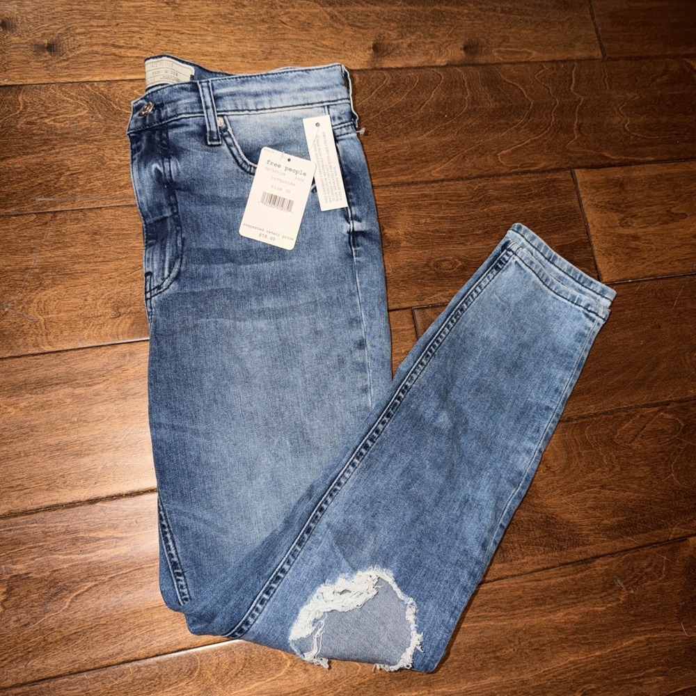 Free People Jeans Women's Size‎ 30 Turquoise Skinny Leg Denim 61855-16515125 NWT